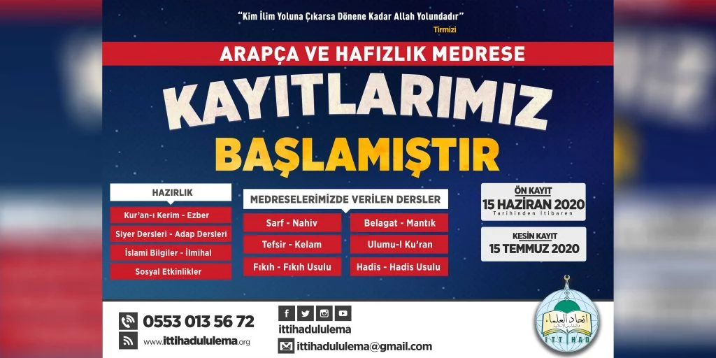 Medreselerimizde Arapça ve hafızlık kayıt başvuruları başladı